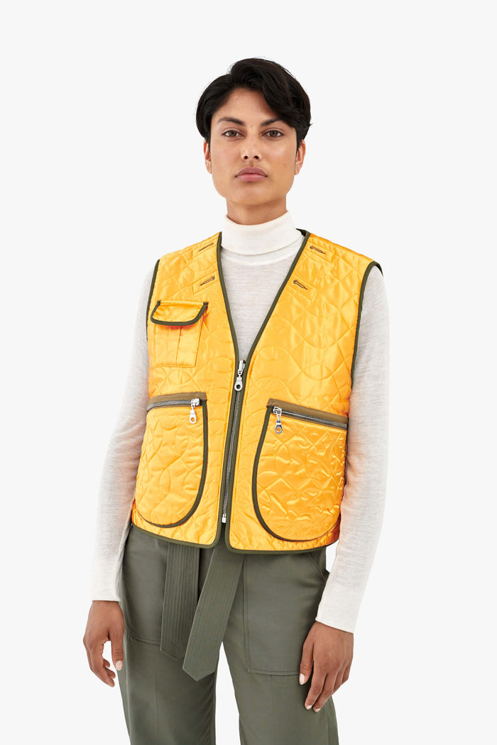 Utility Quilt Vest - Clementine / Pale Sage