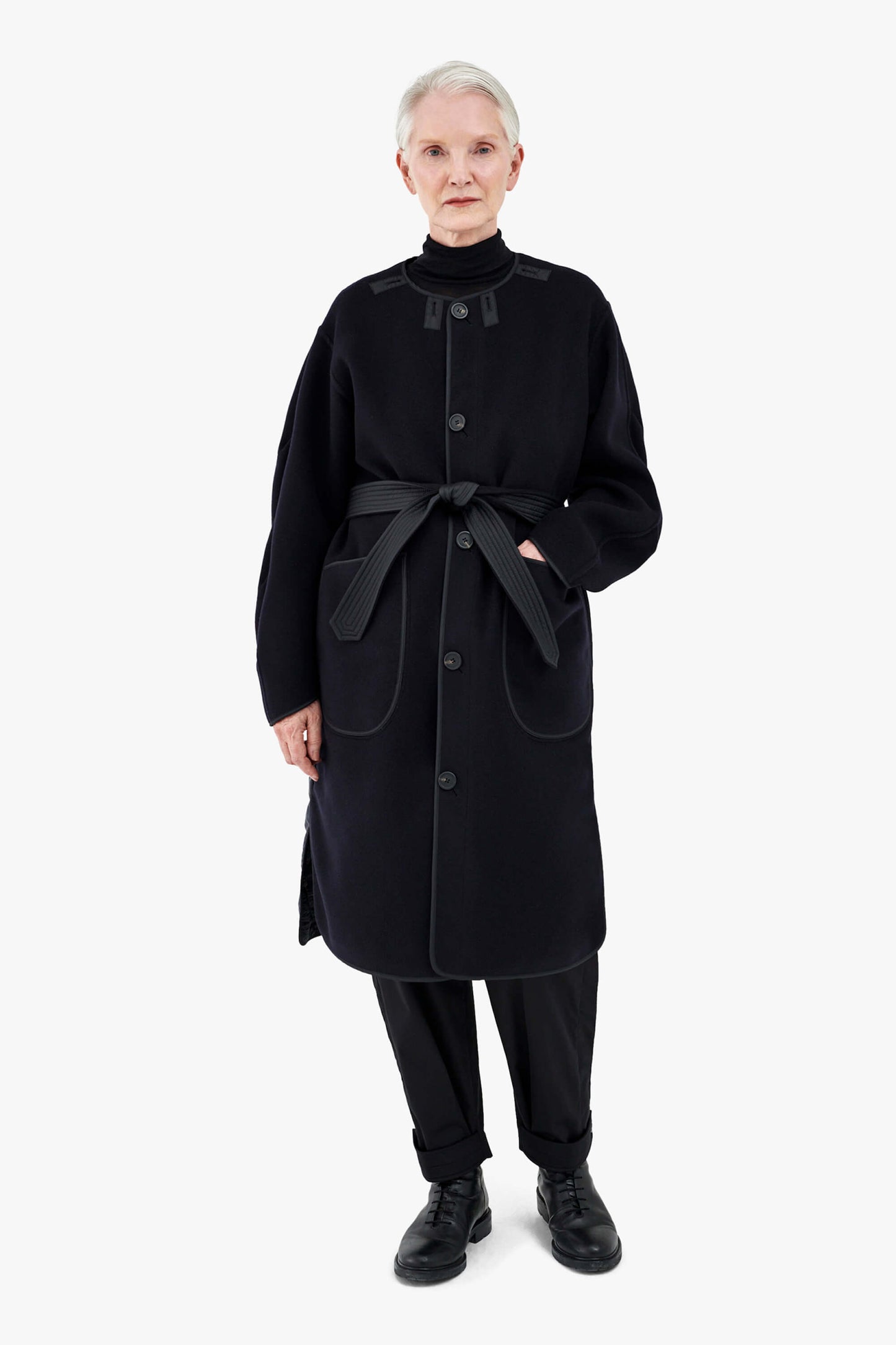 Wool Quilt Parka - Black / Navy