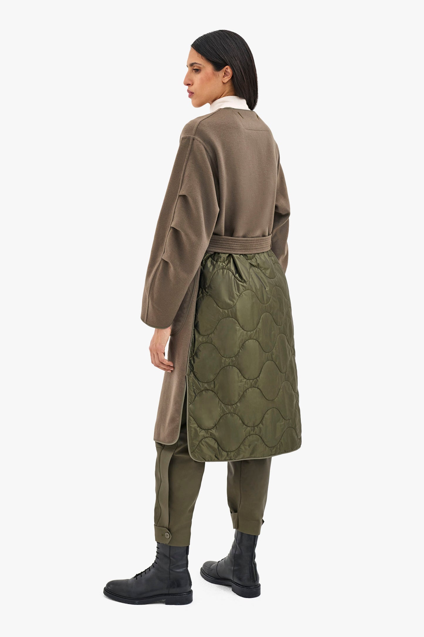 Wool Quilt Parka - Olive / Chartreuse