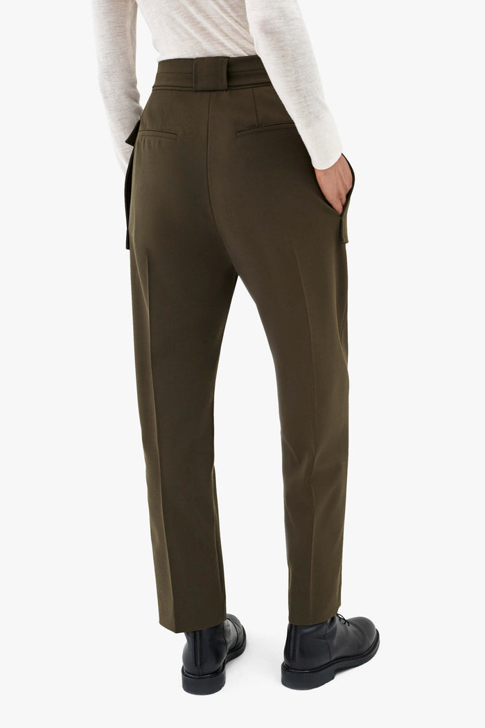 Wool Patch Pocket Trouser - Dark Olive