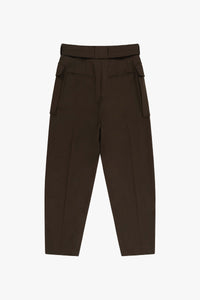 Wool Patch Pocket Trouser - Dark Olive