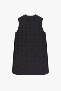 Wool and Satin Quilt Vest - Black & Anthracite / Dark Olive & Black