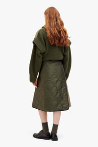 Wool Quilt Skirt - Army / Black