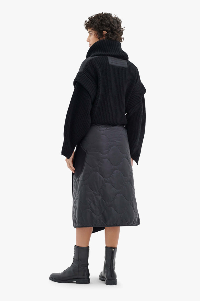 Wool Quilt Skirt - Black / Black