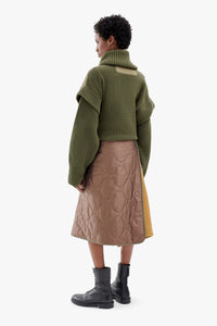 Wool Quilt Skirt - Camel / Amber