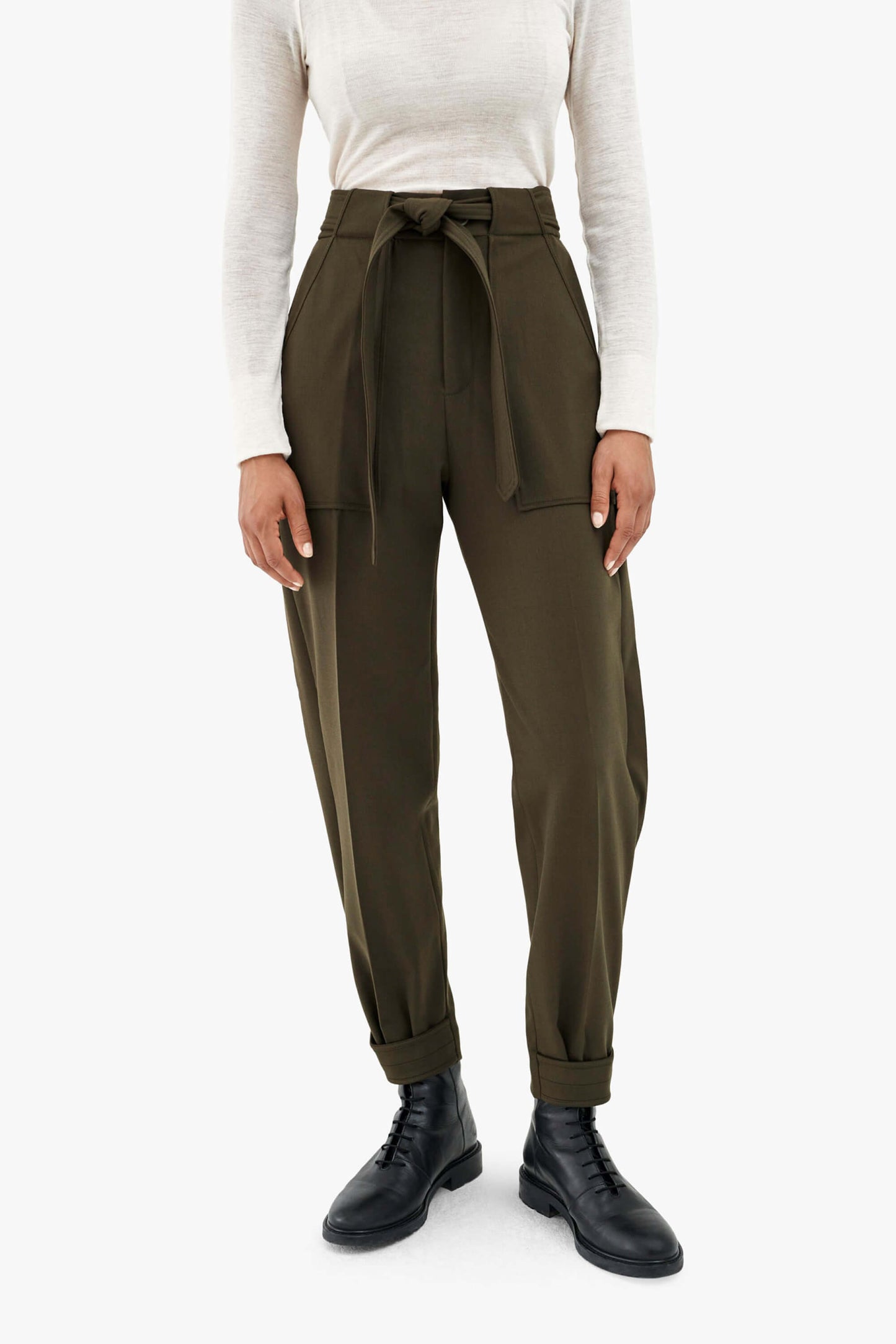 Wool Tapered Trouser - Olive