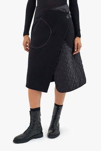 Wool & Satin Quilt Skirt - Black / Black