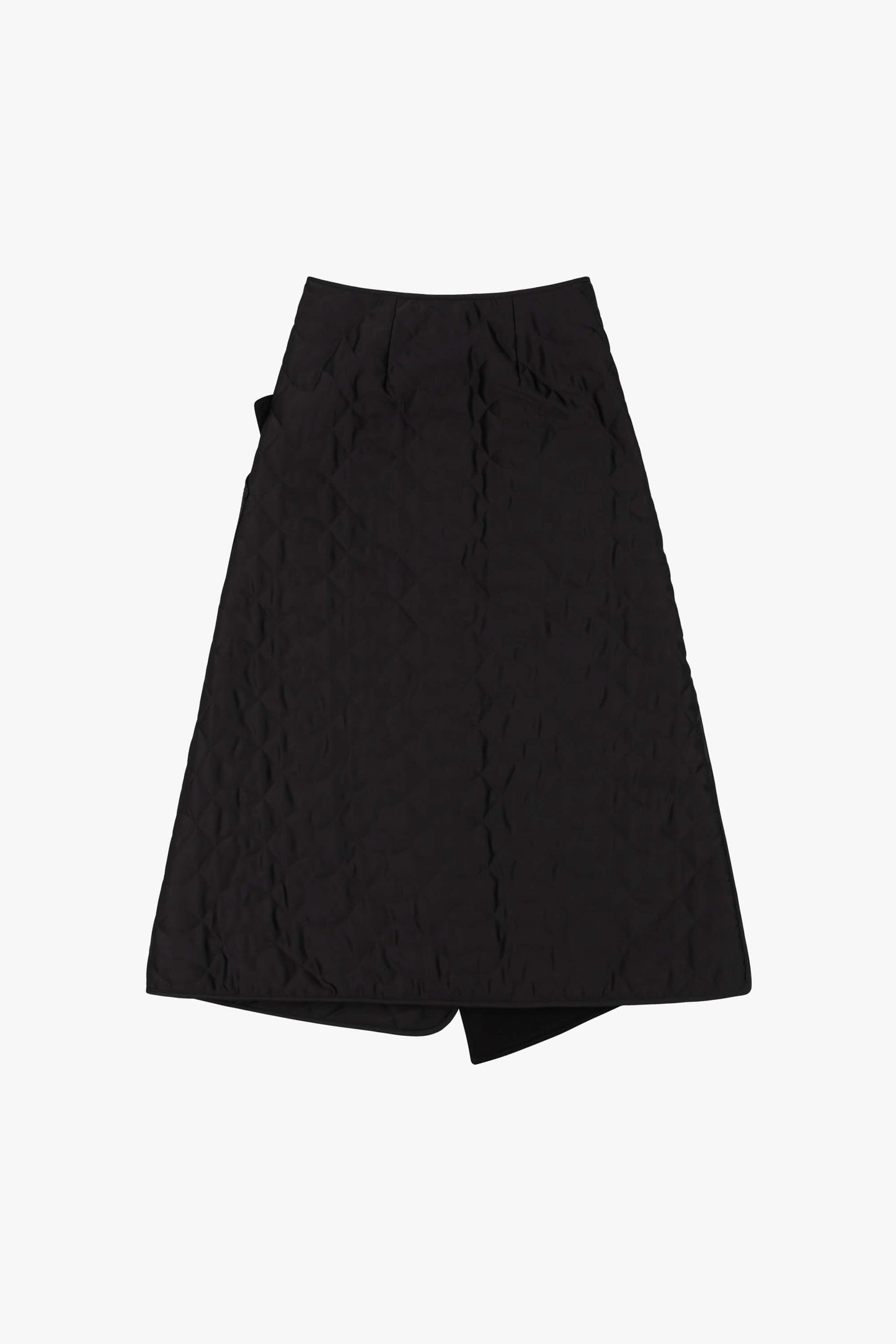 Wool & Satin Quilt Skirt - Black / Black