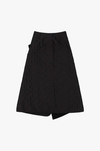 Wool & Satin Quilt Skirt - Black / Black