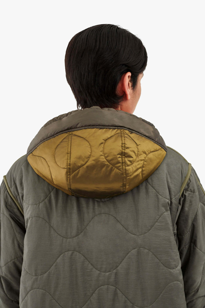 Elements Quilt Zip Hood - Peat / Clementine