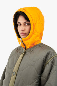 Elements Quilt Zip Hood - Peat / Clementine