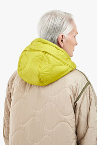 Elements Quilt Zip Hood - Mineral Green / Chartreuse