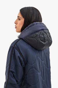 Elements Quilt Zip Hood - Navy / Dark Olive