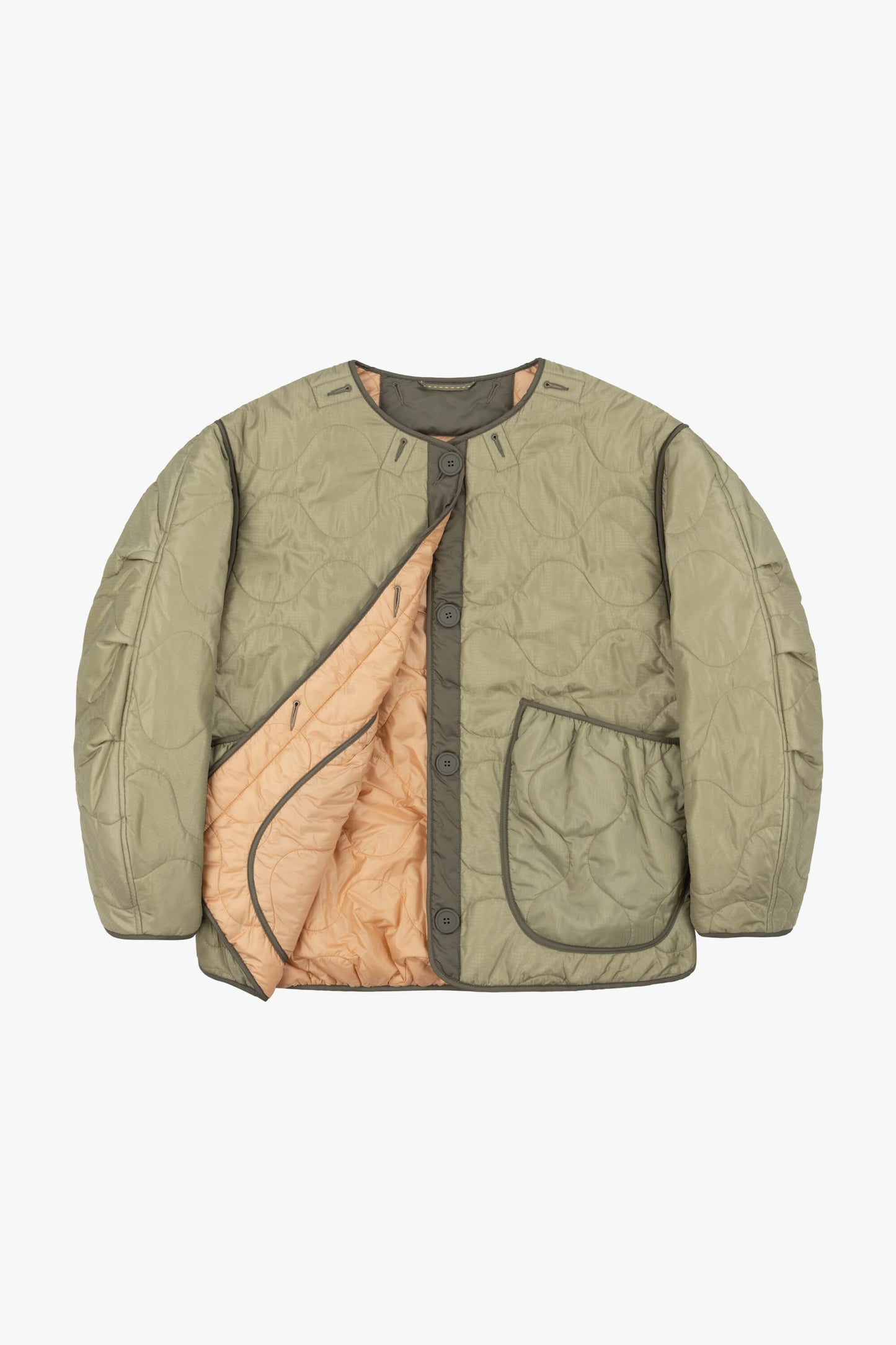 Cropped Quilt Jacket - Pale Sage / Soft Peach