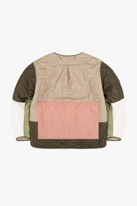 Patchwork Cropped Quilt Jacket - Pale Sage / Stone