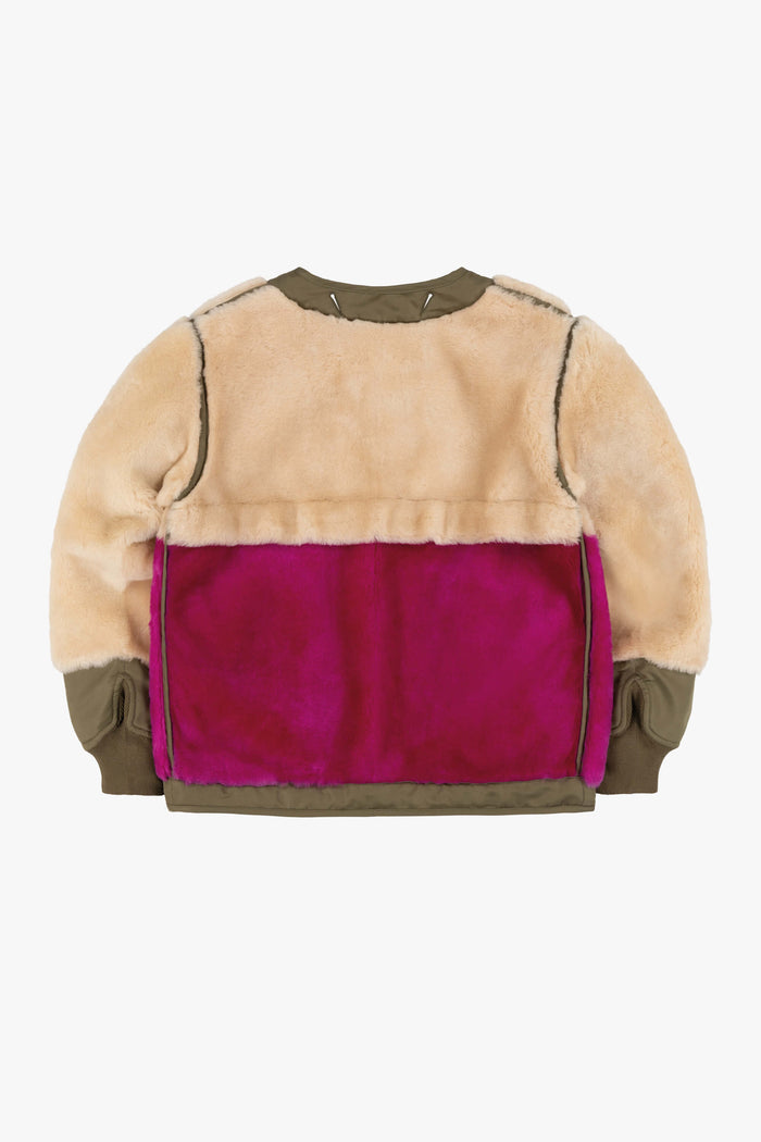 Shearling Quilt Bomber - Blush / Fuchsia