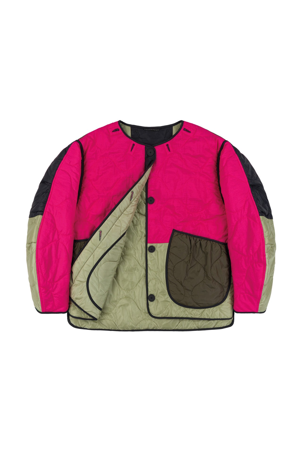 Patchwork Quilt Jacket - Fuchsia / Pale Sage